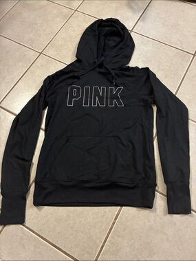 PINK Victoria's Secret Black Long Sleeve Hoodie Tee